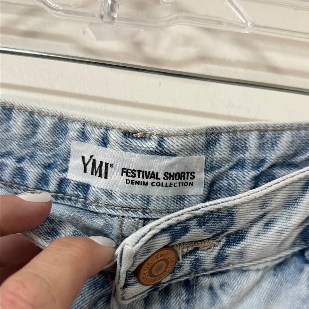 YMI Jean Shorts in Classic Blue with Frayed Hem